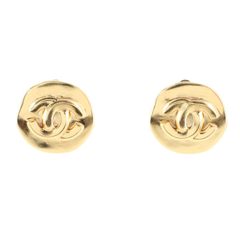 Chanel Vintage CC Clip-On Earrings Hammered Metal