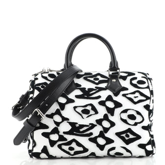 Louis Vuitton Speedy Bandouliere Bag Limited Edition Urs Fischer Tufted Monogram Canvas 25