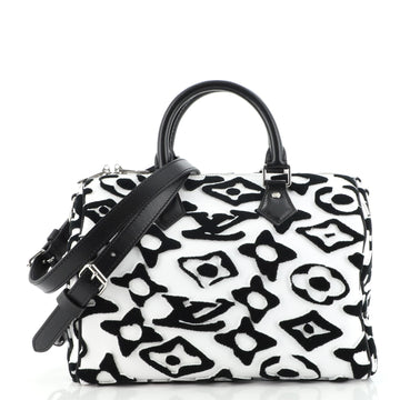 Louis Vuitton Speedy Bandouliere Bag Limited Edition Urs Fischer Tufted Monogram Canvas 25