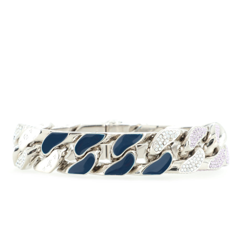 Louis Vuitton LV Chain Links Patches Bracelet Metal with Enamel and  Crystals Silver 12293880