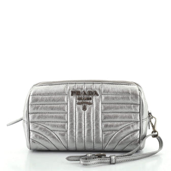 Prada Wristlet Pouch Diagramme Quilted Leather