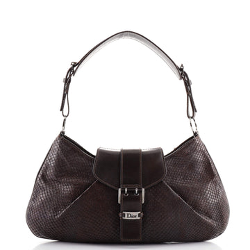 Christian Dior Vintage Buckle Flap Hobo Python Medium