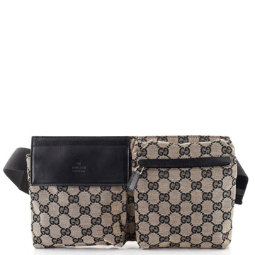 Gucci Vintage Double Belt Bag GG Canvas Small