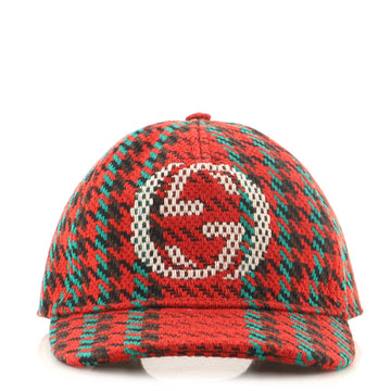 Gucci Interlocking G Baseball Cap Houndstooth Wool