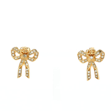 Christian Dior Vintage CD Bow Clip-On Earrings Metal with Crystals