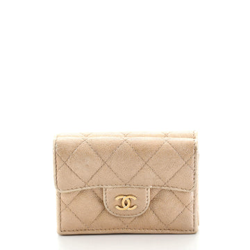 Chanel Trifold Classic Flap Wallet Quilted Caviar Small