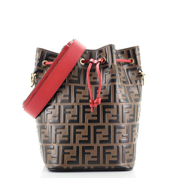 Fendi Mon Tresor Bucket Bag Zucca Embossed Leather Small