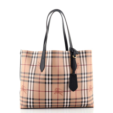 Burberry Reversible Tote Haymarket Coated Canvas and Leather Medium