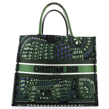 Christian Dior Book Tote Embroidered Canvas