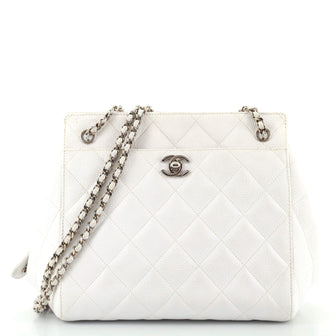 Chanel Vintage Chain Tote Quilted Caviar Small