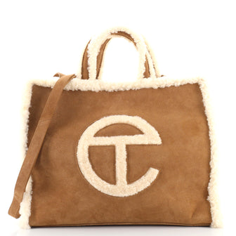 Telfar UGG Shopping Tote Suede with Shearling Medium