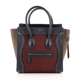 Celine Tricolor Luggage Handbag Suede Micro