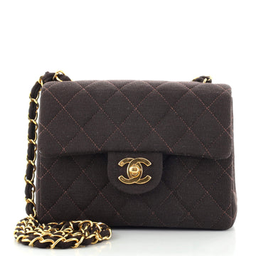 Chanel Vintage Square Classic Single Flap Bag Quilted Jersey Mini