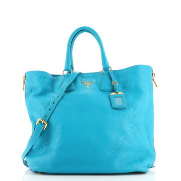 Prada Side Zip Convertible Shopper Tote Vitello Daino Large