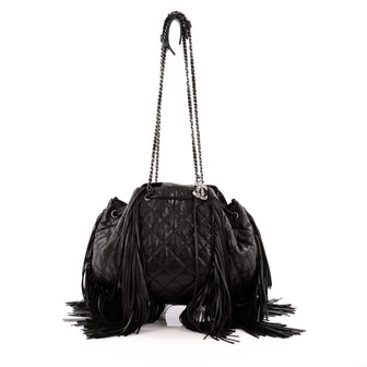 Chanel Paris-Dallas Drawstring Fringe Shoulder Bag Quilted Leather Large
