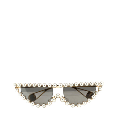 Gucci Pearl Frame Cat Eye Sunglasses Metal and Faux Pearls
