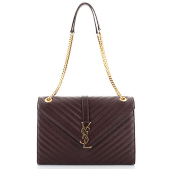 Saint Laurent Classic Monogram Envelope Satchel Matelasse Chevron Leather Large