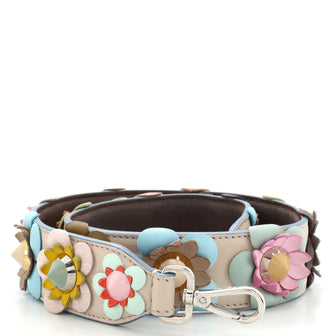 Fendi Flowerland Strap You Shoulder Strap Studded Leather