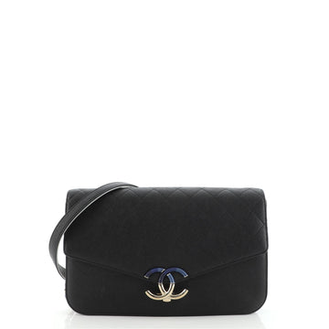 Chanel Thread Around Chain Flap Bag Quilted Caviar Medium