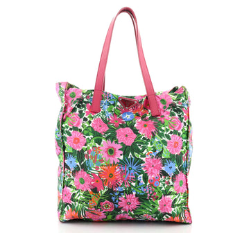 Prada Open Tote Printed Tessuto Large