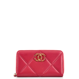 Chanel 19 Zip Around Wallet Quilted Goatskin Medium