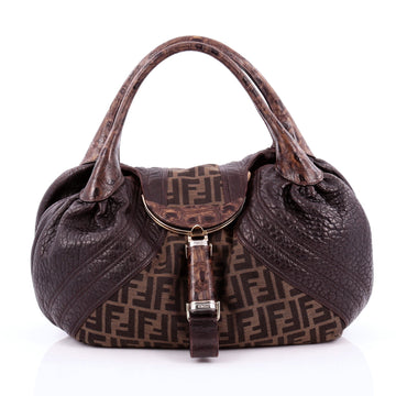 Fendi Tortoise Spy Bag Zucca Canvas and Leather