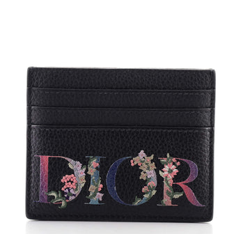 Christian Dior Card Holder Embroidered Leather