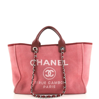 Chanel Red Canvas Medium Deauville Tote Chanel
