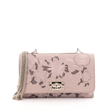 Valentino Girello Shoulder Bag Leather Lace Medium