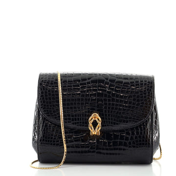 Gucci Vintage Chain Flap Clutch Crocodile Small