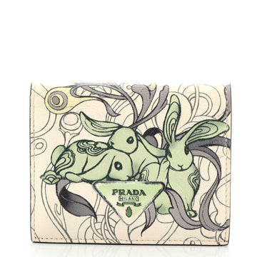 Prada Bifold Snap Wallet Printed Leather Compact