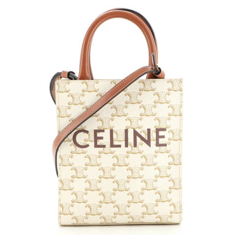 Celine Vertical Cabas Tote Triomphe Coated Canvas Mini
