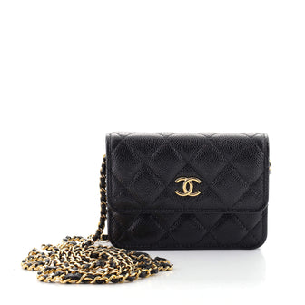 Miss Coco Strap Flap Clutch with Chain Quilted Caviar Mini