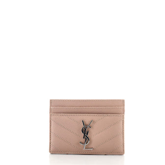 Saint Laurent Classic Monogram Card Holder Matelasse Chevron Leather