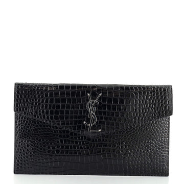 Saint Laurent Uptown Pouch Crocodile Embossed Leather