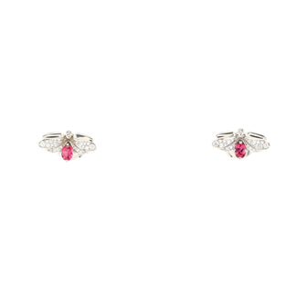 Tiffany & Co. Paper Flowers Firefly Stud Earrings Platinum with Diamonds and Rubellite