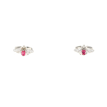 Tiffany & Co. Paper Flowers Firefly Stud Earrings Platinum with Diamonds and Rubellite