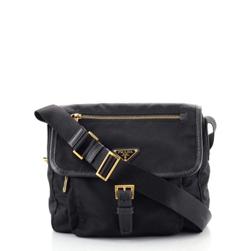 Prada Buckle Messenger Bag Tessuto Small