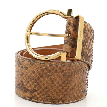Salvatore Ferragamo Gancio Buckle Belt Snakeskin Wide