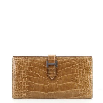 Hermes Bearn Wallet Shiny Alligator Long