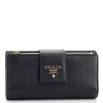 Prada Front Tab Organizer Wallet Saffiano Leather Small