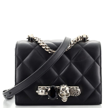 Alexander McQueen Jewelled Flap Satchel Quilted Leather Small