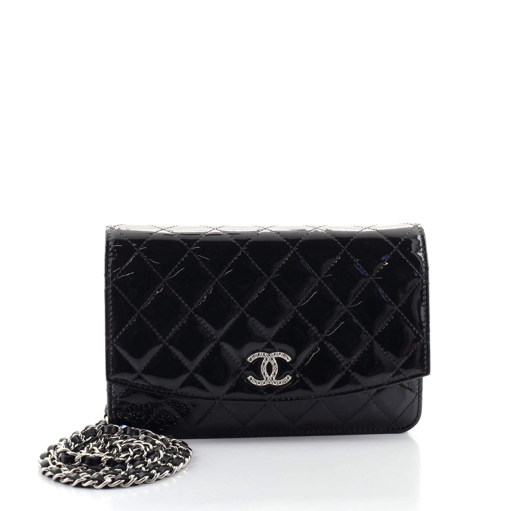 Chanel Patent Quilted Brilliant Wallet on Chain