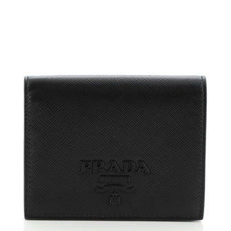 Prada Monochrome Snap Wallet Saffiano Leather Compact