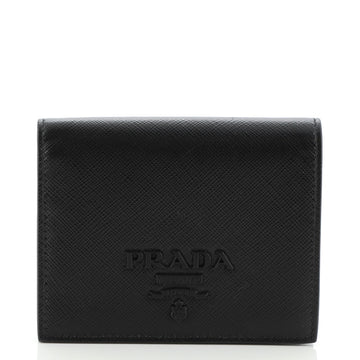 Prada Monochrome Snap Wallet Saffiano Leather Compact