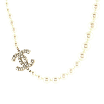 Chanel CC 100th Anniversary Short Necklace Metal with Faux Pearls and Crystals