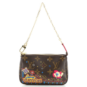 Louis Vuitton Pochette Accessoires Limited Edition Vivienne Xmas Monogram Canvas Mini