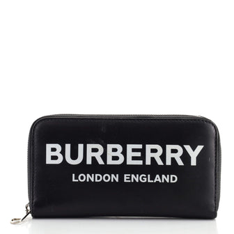 Burberry Logo Zip Around Wallet Printed Leather Long