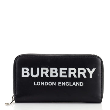 Burberry Logo Zip Around Wallet Printed Leather Long