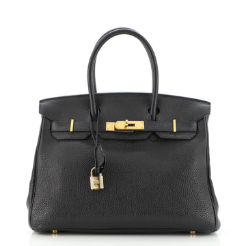 Hermes Birkin Handbag Black Togo with Gold Hardware 30